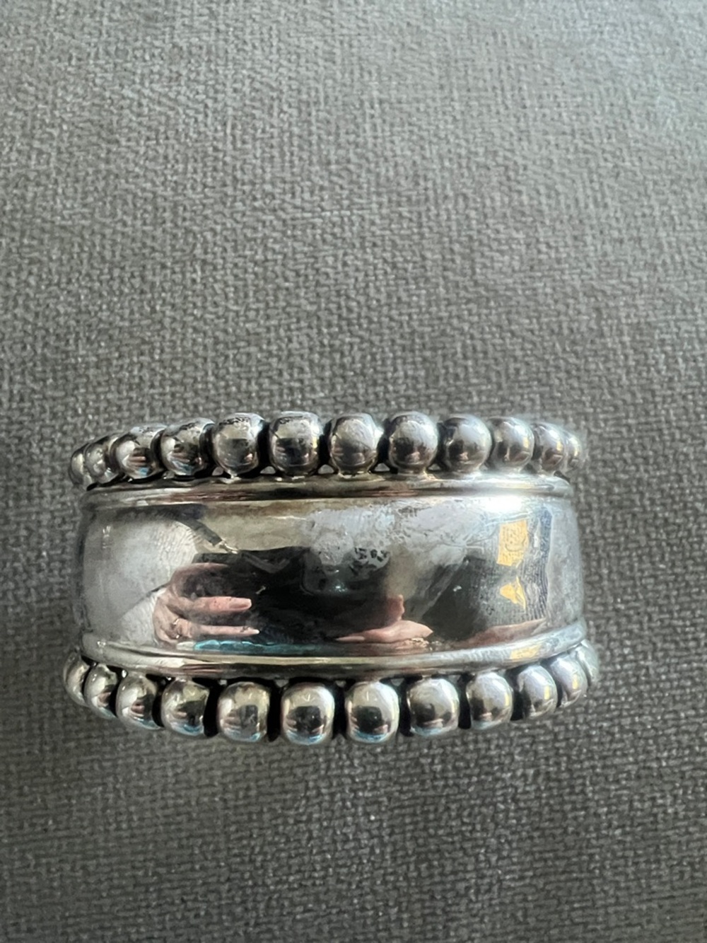 Silver Beaded Cuff Bracelet - Silver